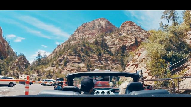 Drive laps through Zion National Park Utah 2017 - Highway 9 - Mustang convertible dropdown view смотреть онлайн