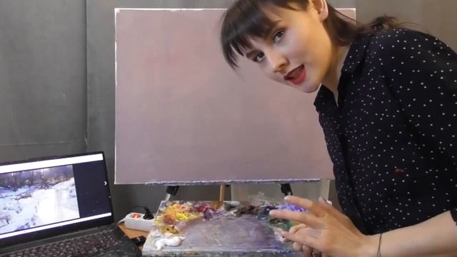 Зимний пейзаж маслом, Фания Сахарова смотреть онлайн