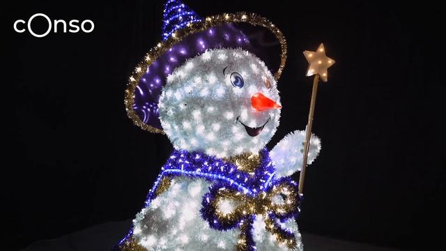 Мишурная световая скульптура Снеговик-Волшебник #consogroup