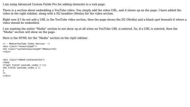 Wordpress: do not show web page section when using advanced custom fields pro смотреть онлайн