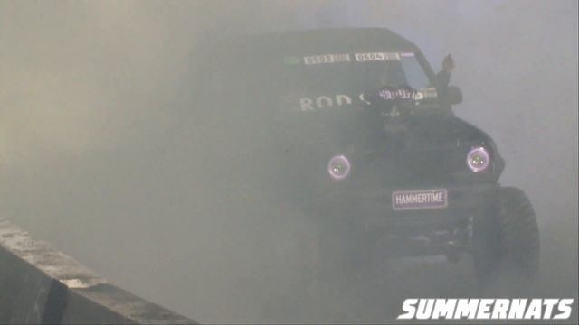 HAMMERTIME smashes tyres at BURNOUT MASTERS final, Summernats 34. смотреть онлайн