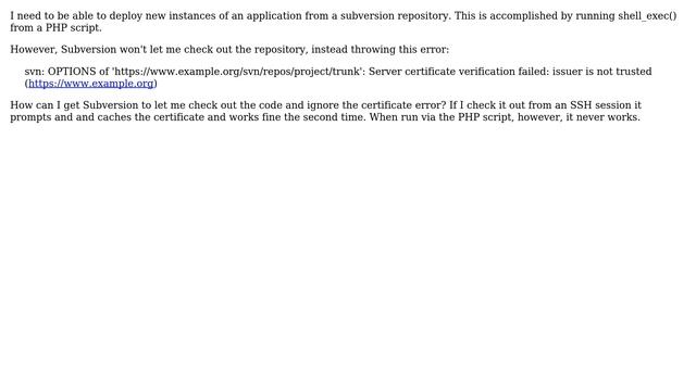 How to stop Subversion from prompting about: Server certificate verification failed: issuer is... смотреть онлайн