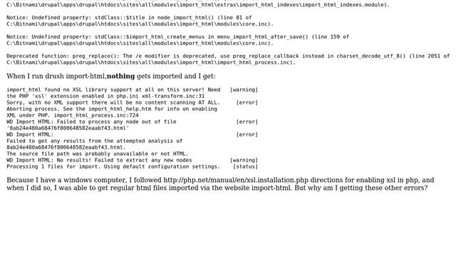 Drupal: Enabling XML under PHP in windows - import_html module not working смотреть онлайн
