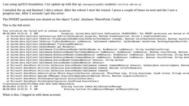 Sharepoint: Got exception in the sharepoint wizard after install sp1 on sp2013 foundation смотреть онлайн