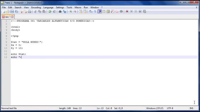 PHP SCRIPT - 06 - Variables Alfabeticas y Numericas смотреть онлайн