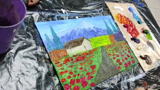 Пишем Тоскану маслом. Текстурно! Кисть и мастихин смотреть онлайн