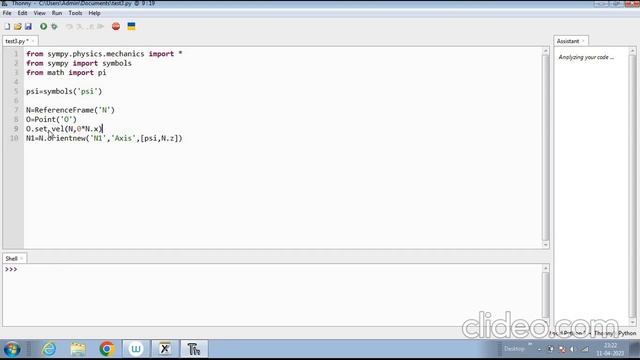 Python module sympy in 3d kinematics - an example смотреть онлайн