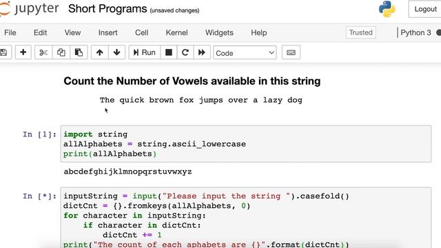 Python 3 Short Programs |How many of each alphabet this string contains? смотреть онлайн