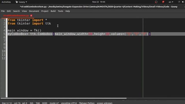 combobox in tkinter: how to add an item- python 3 смотреть онлайн
