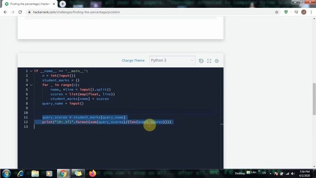 Finding the percentage || Mean value || Python 3 || HackerRank смотреть онлайн