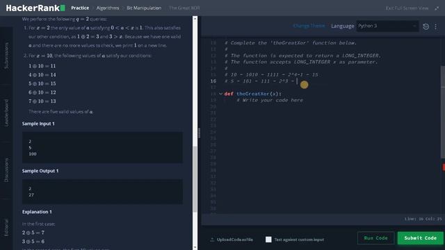 199 - The Great XOR | Bit Manipulation | Hackerrank Solution | Python смотреть онлайн