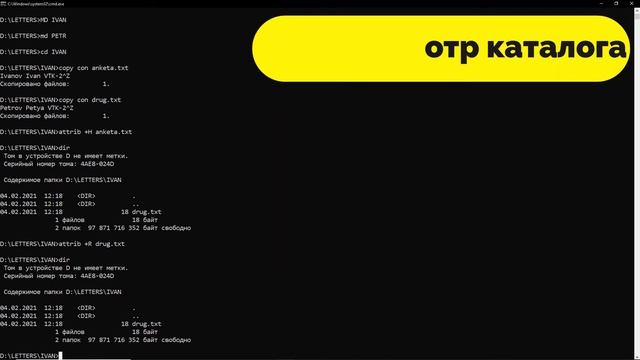 Практическая работа № 3. Дополнительные команды DOS смотреть онлайн