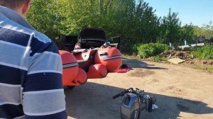 Транцевые колеса, тележка для лодки Фрегат 430. Река Ока. Серпухов