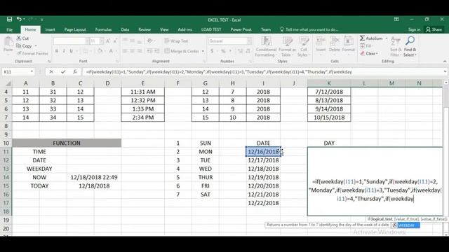 Excel: Use Weekday with Nested If formula's in excel(Display Day instead of day no.) смотреть онлайн