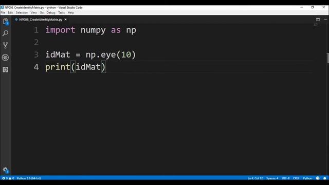 numpy create identity matrix смотреть онлайн