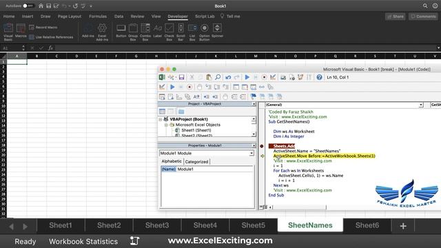 Get All Sheet Names in Workbook - VBA - Excel For mac & windows смотреть онлайн