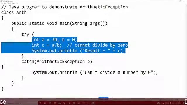 Exception Handling, Types of Exception in java. смотреть онлайн