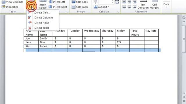 Word 2010 Tutorial Inserting and Deleting Columns and Rows Microsoft Training Lesson 16.4 смотреть онлайн