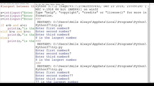 Part 19: Python Program to find Largest between three numbers смотреть онлайн