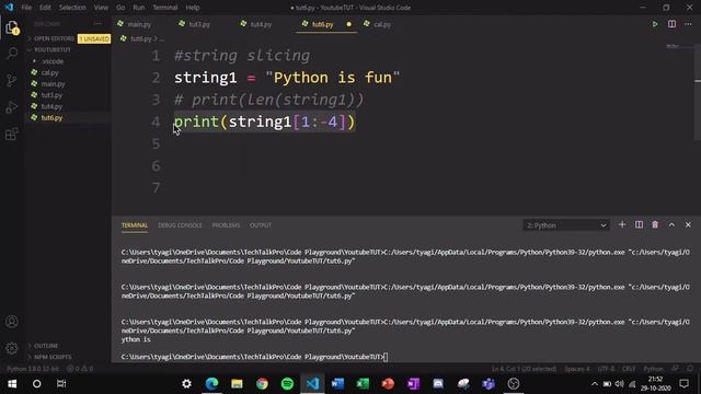 Learning Python #6 - String slicing and Other Functions of Python | String Slicing Basic Commands смотреть онлайн