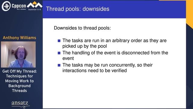 Get Off My Thread: Techniques for Moving Work to Background Threads - Anthony Williams - CppCon 202 смотреть онлайн