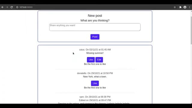 CS50’s Web Programming with Python and JavaScript - Project 4: Network смотреть онлайн