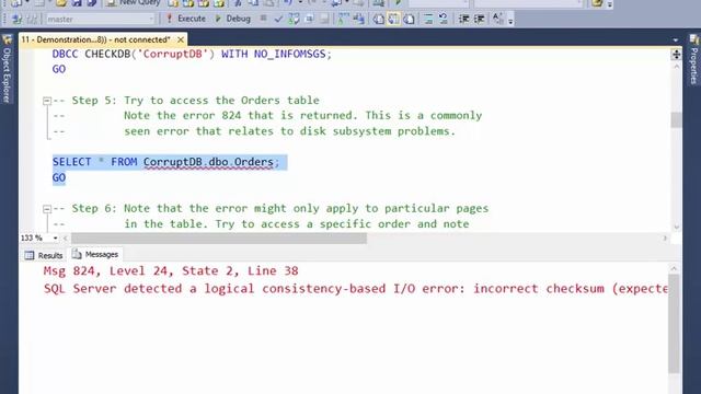 51 Use the DBCC CHECKDB command смотреть онлайн