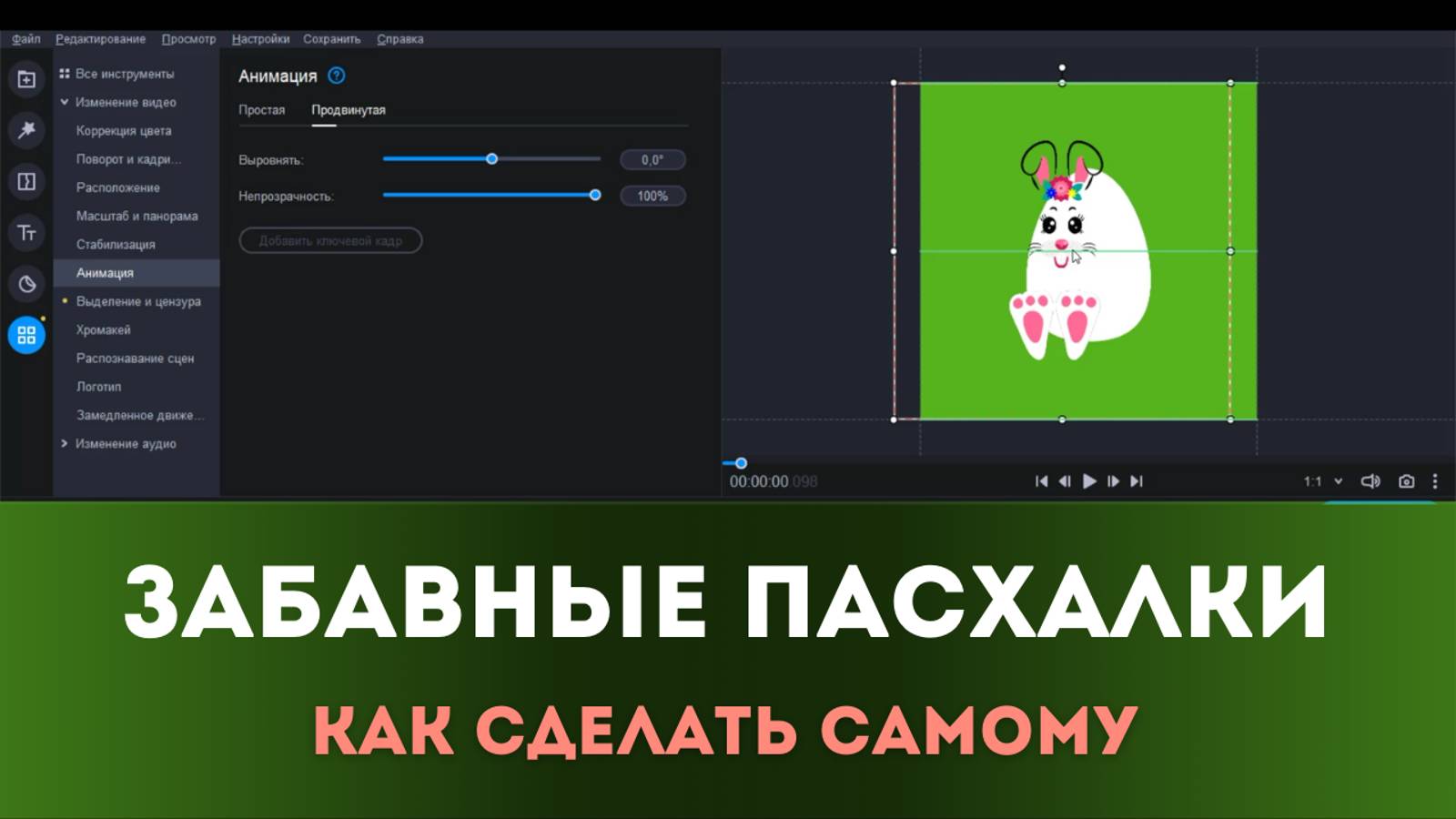 Забавные пасхалки |  Анимация картинки в видеоредакторе Movavi