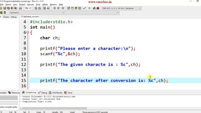 C program to convert the uppercase character to lowercase character смотреть онлайн