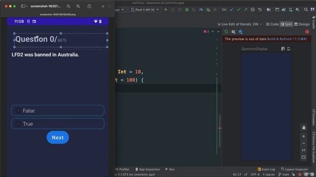 167 - JetTrivia App - Creating the UI Question Tracker Composable смотреть онлайн