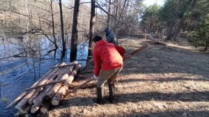 Плот из брёвен своими руками. Видео для канала t.me/forestMin