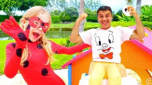 Настя превращается в супергероев и учится помогать папе. Истории для детей.