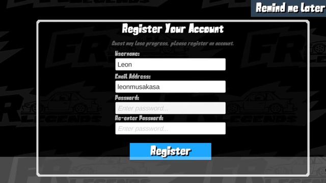 How To Register A Game Of FR Legends