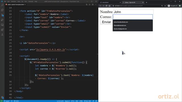 jQuery - Ejercicio 82: Detectar el Evento de Submit de un Formulario con la Función submit() смотреть онлайн