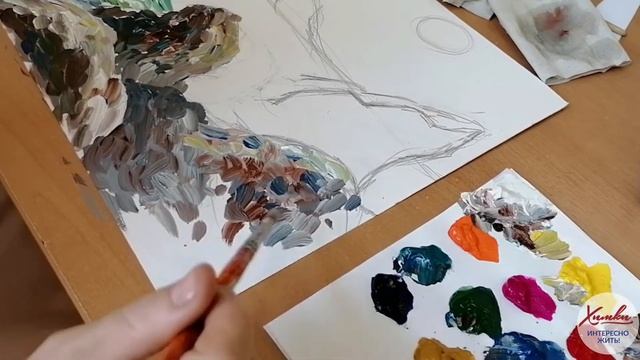 Пишем морской пейзаж техникой объемных мазков смотреть онлайн