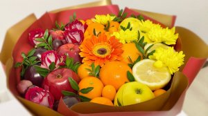 Шикарный БУКЕТ из ФРУКТОВ с ЦВЕТАМИ! Как Собрать Съедобный Букет Своими Руками!