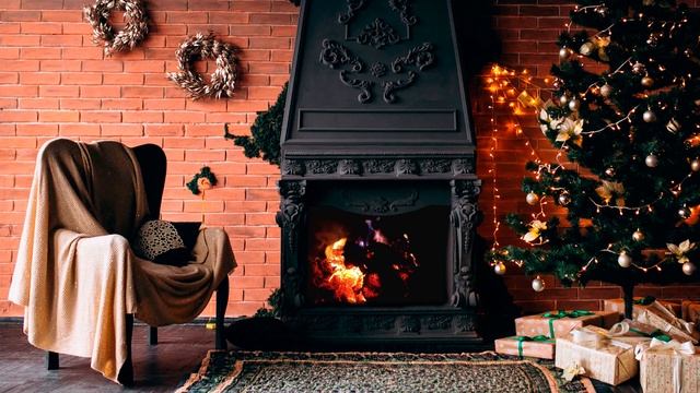 Christmas music fireplace crackin sounds смотреть онлайн
