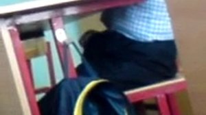 Что это он делает под партой?|What is he doing under the desk?