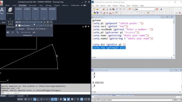 AUTOLISP | Autolisp For AutoCAD - User Input Functions - Course 5