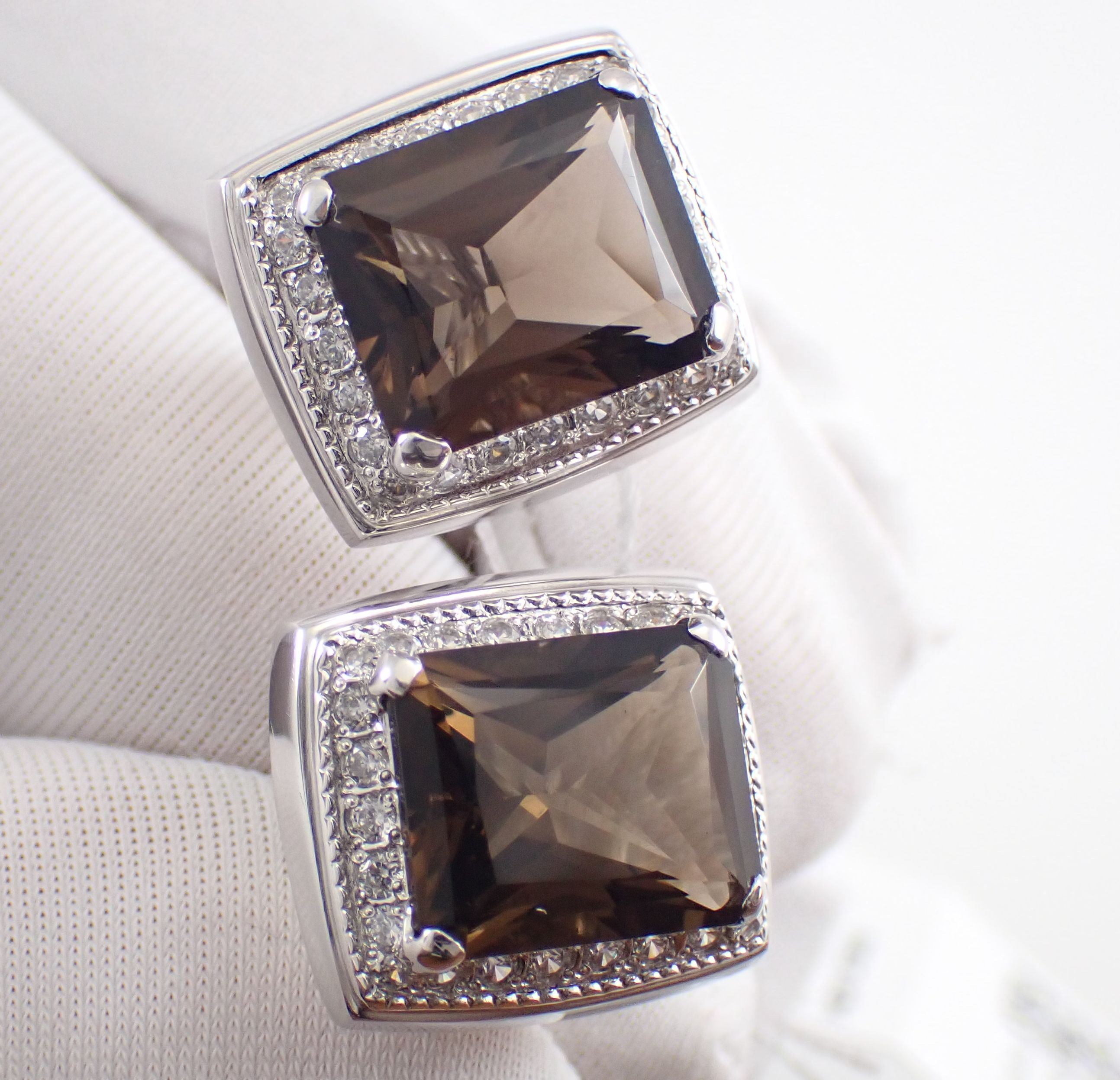 Запонки Мужские с Раухтопазом, Артикул ЗМ-141_2_с, серебро 925 смотреть онлайн