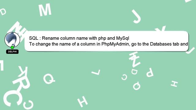 SQL : Rename column name with php and MySql смотреть онлайн