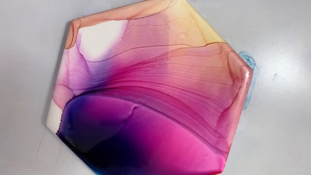 Sunset Ripple Tile using a Hairdryer | Alcohol Inks | Real Time Painting | Elizabeth Karlson смотреть онлайн