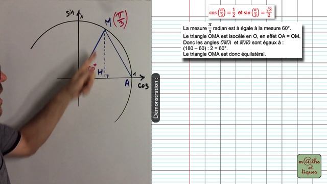 DEMONSTRATION : cos(?/3) = 1/2, sin(?/3) = √3/2 - Première смотреть онлайн