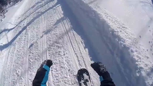 Шерегеш как выехать с горы к поселку? Полный спуск в поселок. смотреть онлайн