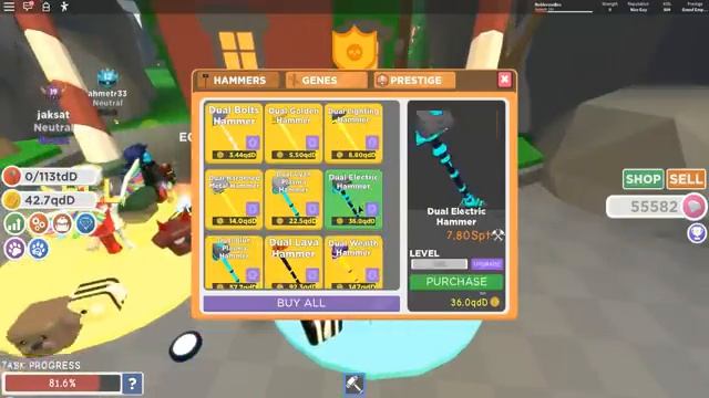 КУПИЛ САМЫЙ ДОРОГОЙ ПРЕСТИЖ В СИМУЛЯТОРЕ МОЛОТКА! ПОКУПАЮ АУРЫ ЗА ГЕМЫ! ROBLOX Hammer Simulator смотреть онлайн