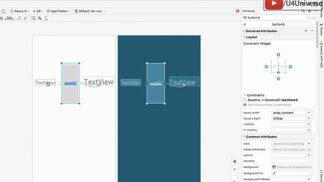 Android ConstraintLayout-3 | Using Baseline & Centre Constraints in Constraint Layout | U4Universe смотреть онлайн