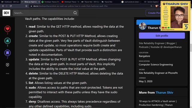 Vault Policies For Beginners | Commands With Examples | Hashicorp  | Tharun Shiv | Developer Tharun