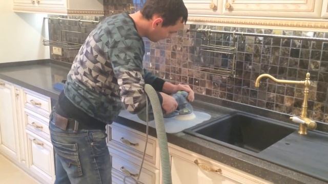 Полировка столешницы из искусственного камня АПАРХ смотреть онлайн