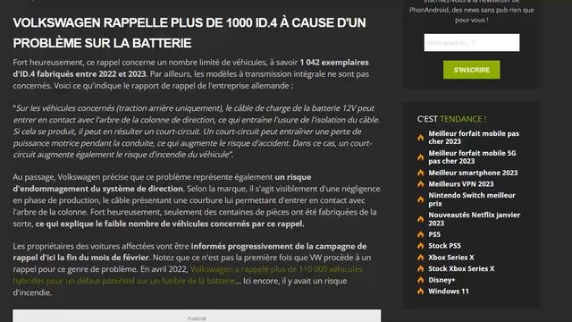 Volkswagen Rappelle Plus De 1000 ID.4 Pour Un Risque D'incendie