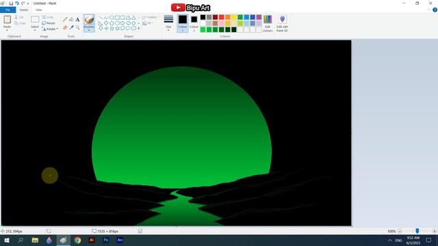 Green Night Scenery | How to Draw in Ms Paint | drawing in paint in computer | paint in computer смотреть онлайн